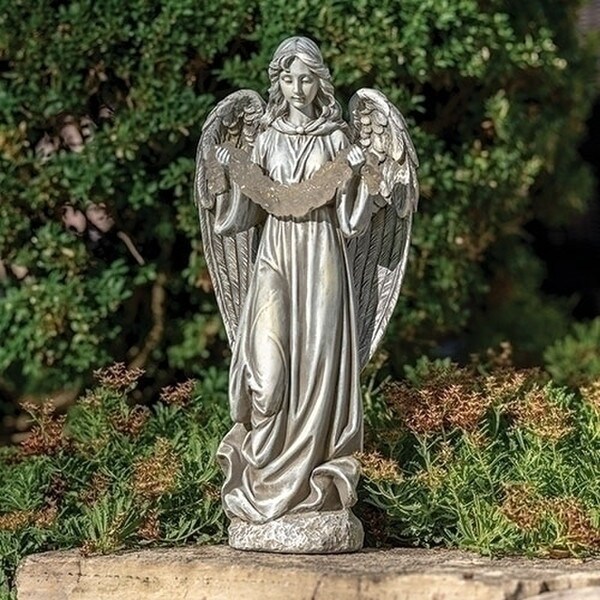 Angel with Solar Garland Garden Statue